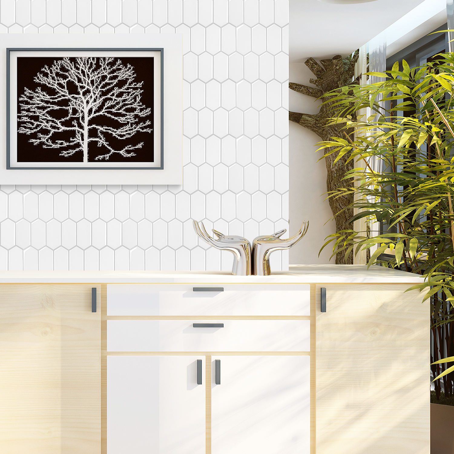 Hexagonal Peel and Stick Backsplash Wall Tiles - 1