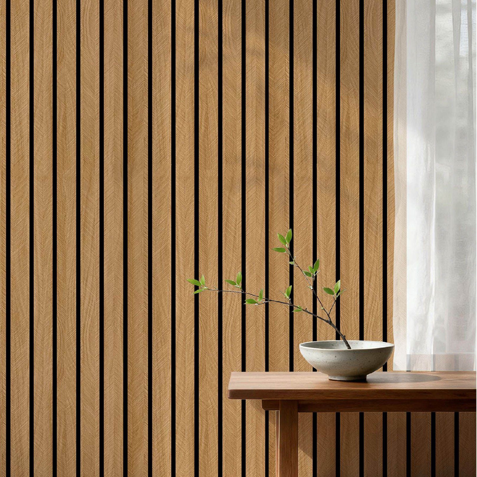 Large format self-adhesive wood pattern grille sticker roll