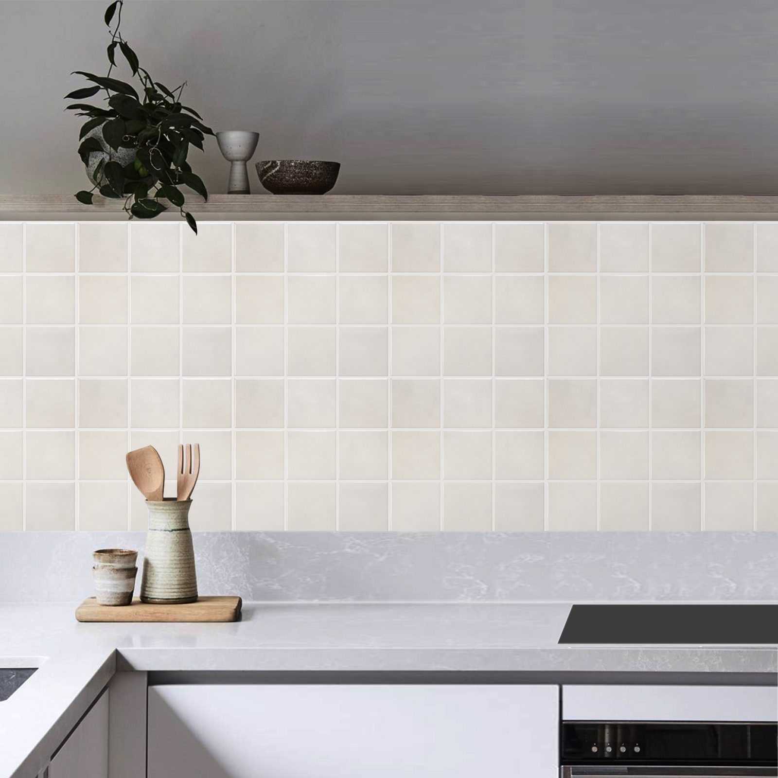 White Square Peel and Stick Tile