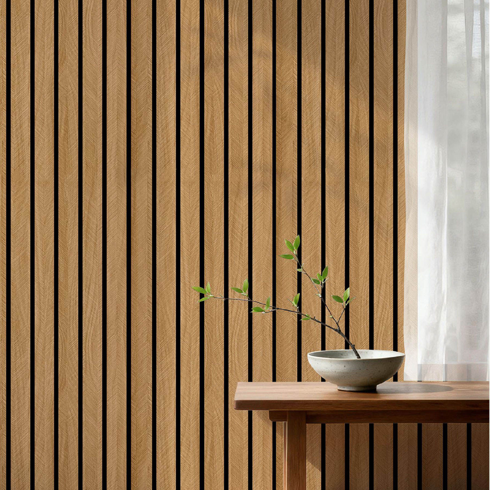 UDK Modern 0.6*3M Self-Adhesive 3D Wood Pattern Grille Sticker